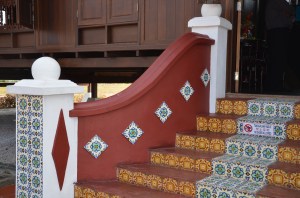 A typical fully-tiled entrance to a traditional Malay house