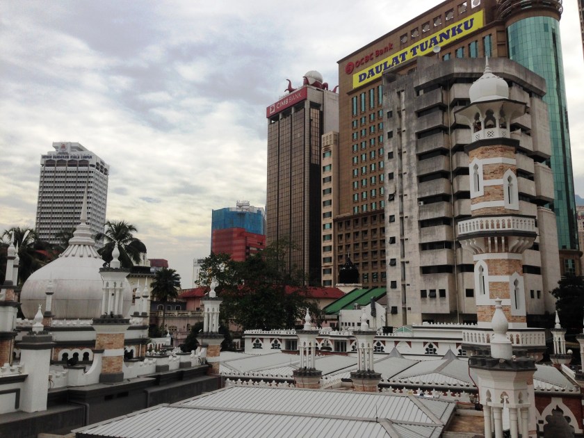 From halfway up one of the towers in the Jamek Mosque-note the many little chatris and the tower to the right